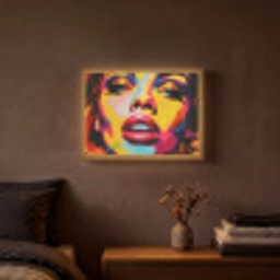 Vrouw - Gezicht - Kleurrijk Light Box met batterij (Wandlamp) middel -sfeer4