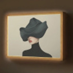 Vrouw - Groen - Hoed Light Box met batterij (Wandlamp) middel -z3d_website