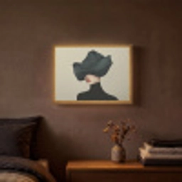 Vrouw - Groen - Hoed Light Box met batterij (Wandlamp) middel -sfeer4