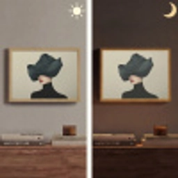 Vrouw - Groen - Hoed Light Box met batterij (Wandlamp) middel -sfeer3