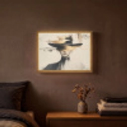 Vrouw - Hoed - Verf Light Box met batterij (Wandlamp) middel -sfeer4