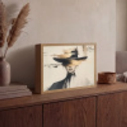 Vrouw - Hoed - Verf Light Box met batterij (Wandlamp) middel -sfeer2