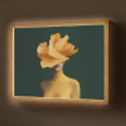 Vrouw - Hoed - Geel Light Box met batterij (Wandlamp) middel -z3d_website