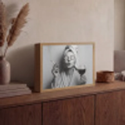 Vrouw - Masker - Wijn - Sigaret Light Box met batterij (Wandlamp) middel -sfeer2