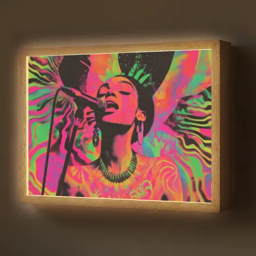 Vrouw - Microfoon - Neon Light Box met batterij (Wandlamp) middel -z3d_website