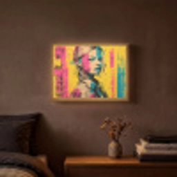 Vrouw - Verfstrepen - Gekleurd Light Box met batterij (Wandlamp) middel -sfeer4