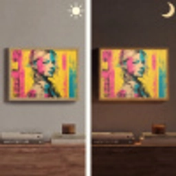 Vrouw - Verfstrepen - Gekleurd Light Box met batterij (Wandlamp) middel -sfeer3