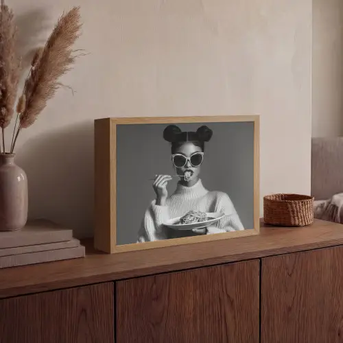 Vrouw - Pasta - Zonnebril Light Box met batterij (Wandlamp) middel -sfeer2