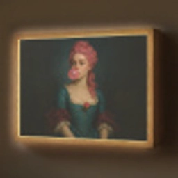 Vrouw - Portret - Kauwgombel Light Box met batterij (Wandlamp) middel -z3d_website