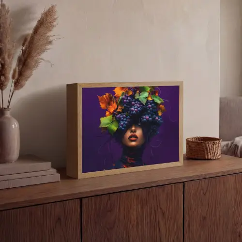 Vrouw - Paars - Druiven Light Box met batterij (Wandlamp) middel -sfeer2