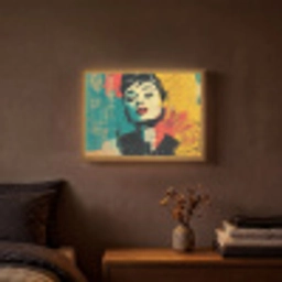 Vrouw - Rode lippen - Expressief - Grafisch Light Box met batterij (Wandlamp) middel -sfeer4