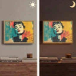 Vrouw - Rode lippen - Expressief - Grafisch Light Box met batterij (Wandlamp) middel -sfeer3