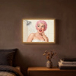 Vrouw - Douche - Roze Light Box met batterij (Wandlamp) middel -sfeer4