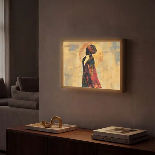 Vrouw - Silhouet - Patronen - Sierlijk Light Box met batterij (Wandlamp) middel -sfeer1