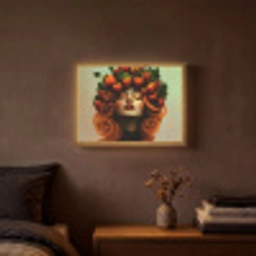 Vrouw - Aardbeien - Kroon Light Box met batterij (Wandlamp) middel -sfeer4