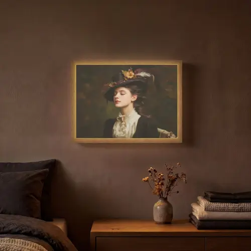 Vrouw - Victoriaans - Portret Light Box met batterij (Wandlamp) middel -sfeer4