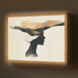 Vrouw - Golven - Zwart Light Box met batterij (Wandlamp) middel -z3d_website