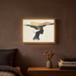 Vrouw - Golven - Zwart Light Box met batterij (Wandlamp) middel -sfeer4