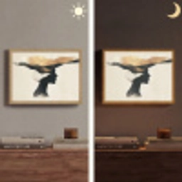 Vrouw - Golven - Zwart Light Box met batterij (Wandlamp) middel -sfeer3