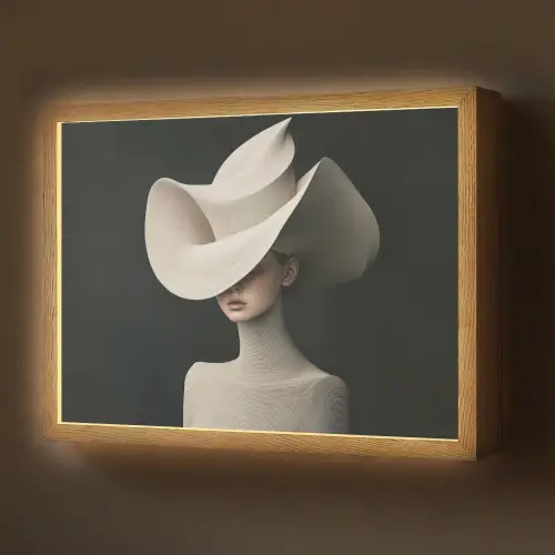 Vrouw - Golvende - Hoed Light Box met batterij (Wandlamp) middel -z3d_website