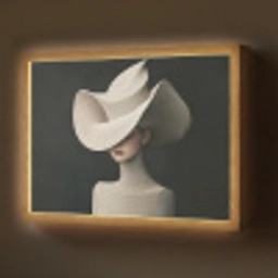Vrouw - Golvende - Hoed Light Box met batterij (Wandlamp) middel -z3d_website