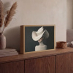 Vrouw - Golvende - Hoed Light Box met batterij (Wandlamp) middel -sfeer2