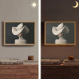 Vrouw - Golvende - Hoed Light Box met batterij (Wandlamp) middel -sfeer3