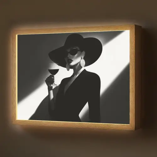 Vrouw - Wijn - Chic Light Box met batterij (Wandlamp) middel -z3d_website