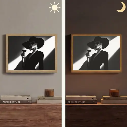 Vrouw - Wijn - Chic Light Box met batterij (Wandlamp) middel -sfeer3