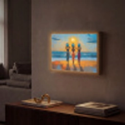 Vrouwen - Strand - Zondsondergang Light Box met batterij (Wandlamp) middel -sfeer1