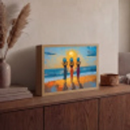 Vrouwen - Strand - Zondsondergang Light Box met batterij (Wandlamp) middel -sfeer2