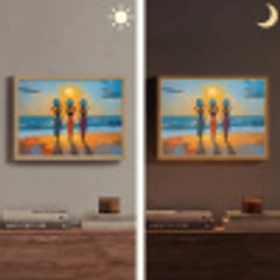 Vrouwen - Strand - Zondsondergang Light Box met batterij (Wandlamp) middel -sfeer3