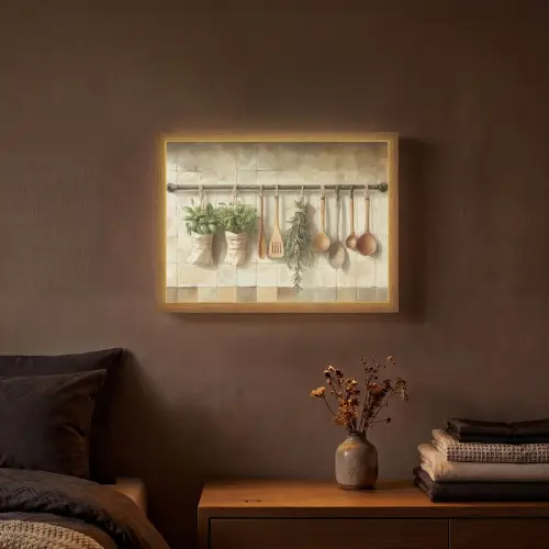 Hout - Keukengerei - Stilleven - Tegels Light Box met batterij (Wandlamp) middel -sfeer4