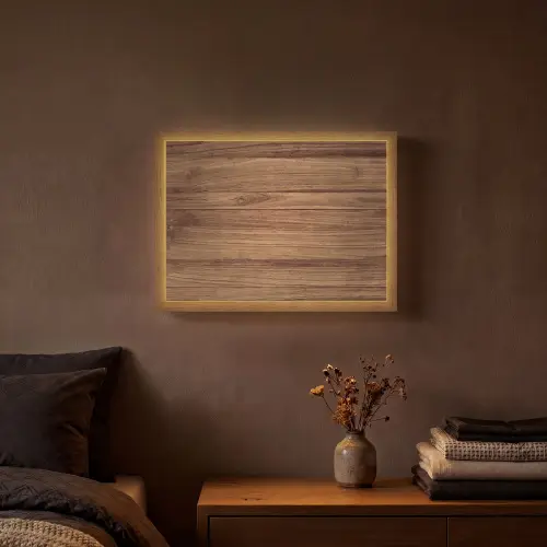 Houtlook - Bruin Light Box met batterij (Wandlamp) middel -sfeer4