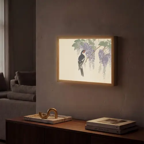 Specht - Bloemen - Paars Light Box met batterij (Wandlamp) middel -sfeer1