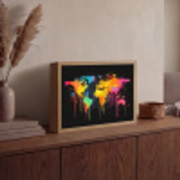 Wereldkaart - Verf - Kleurrijk - Graffiti - Wereld Light Box met batterij (Wandlamp) middel -sfeer2