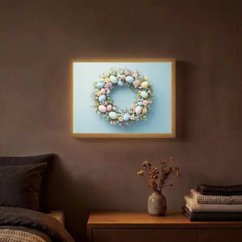 Krans - Eieren - Bloemen Light Box met batterij (Wandlamp) middel -sfeer4
