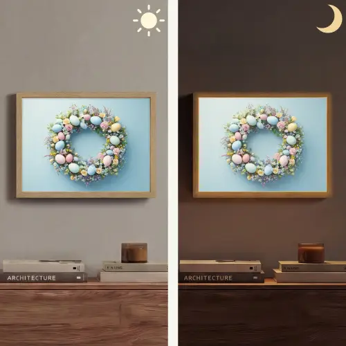 Krans - Eieren - Bloemen Light Box met batterij (Wandlamp) middel -sfeer3