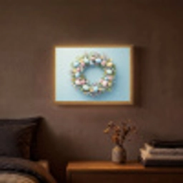 Krans - Eieren - Bloemen Light Box met batterij (Wandlamp) middel -sfeer4