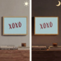 XOXO - Blauw - Rood Light Box met batterij (Wandlamp) middel -sfeer3