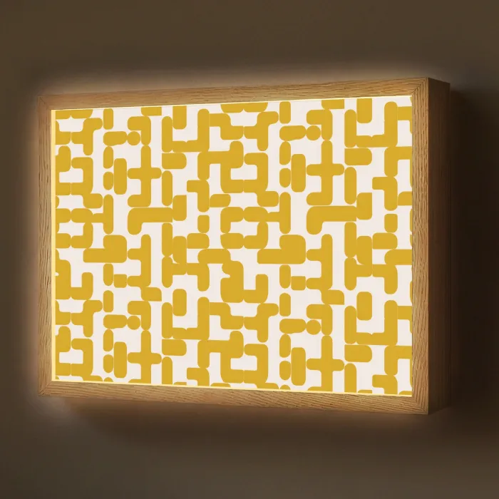 Geel - Beige - Patroon Light Box met batterij (Wandlamp) middel 907 -z3d_website