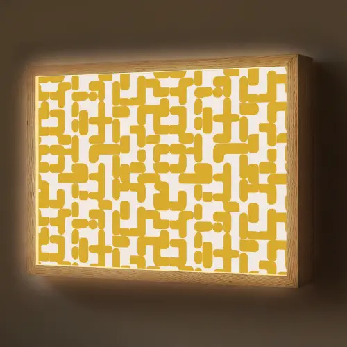 Geel - Beige - Patroon Light Box met batterij (Wandlamp) middel 907 -z3d_website