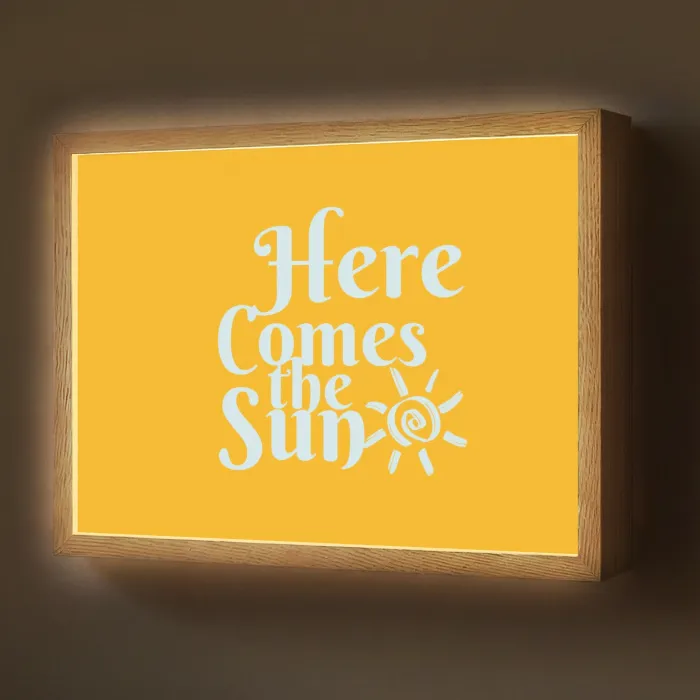 Geel - Blauw - Here comes the sun Light Box met batterij (Wandlamp) middel -z3d_website