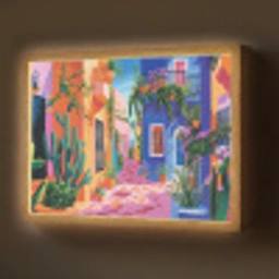 Geel - Blauw - Oranje - Huis Light Box met batterij (Wandlamp) middel -z3d_website