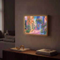 Geel - Blauw - Oranje - Huis Light Box met batterij (Wandlamp) middel -sfeer1