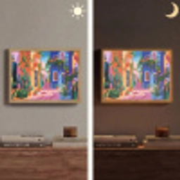 Geel - Blauw - Oranje - Huis Light Box met batterij (Wandlamp) middel -sfeer3