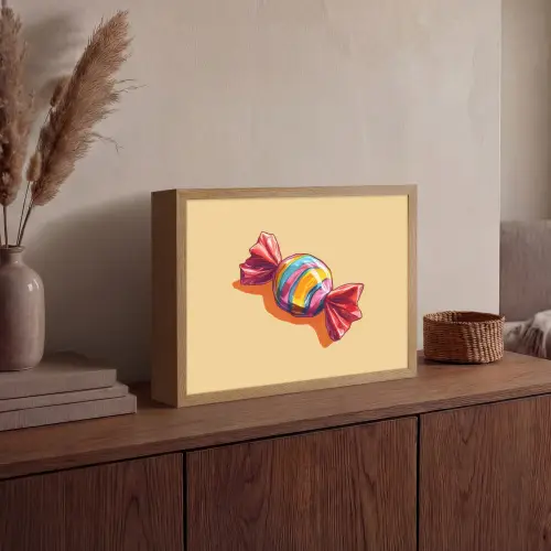 Geel - Snoep - Kleur Light Box met batterij (Wandlamp) middel -sfeer2