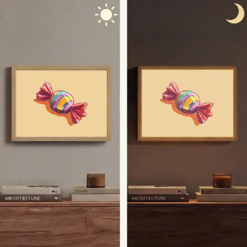 Geel - Snoep - Kleur Light Box met batterij (Wandlamp) middel -sfeer3