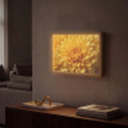 Geel - Chrysant - Zachtheid Light Box met batterij (Wandlamp) middel -sfeer1
