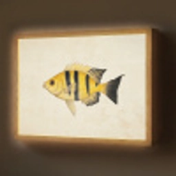 Geel - Vis - Strepen - Tropisch Light Box met batterij (Wandlamp) middel -z3d_website